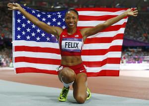 Allyson Felix at the London 2012 Olympic Games August 8, 2012. (REUTERS/Eddie Keogh)