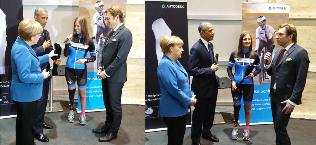 Schindler and Autodesk's Roland Zelles meet with President Obama and German Chancellor Merkel at Hannover Messe 2016.