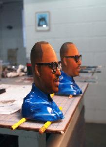 The 3D Print P0rtrait of Amani Olu in process of being painted.