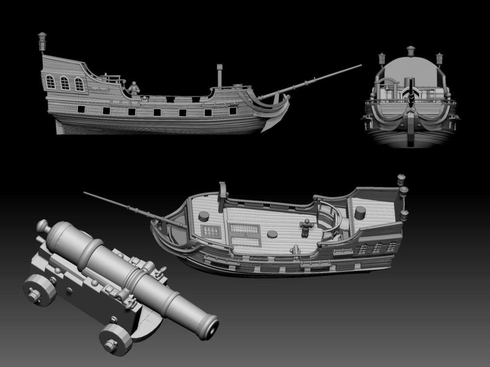 The 3D printable frigate will be a free add-on for Apocalypse Ruins backers. 