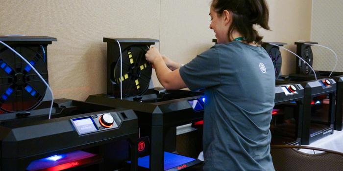 Educators learned how to use 3D printers during the makeathon. 