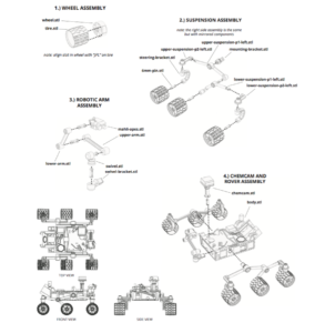 3D printable Mars Curiosity Rover assembly instructions. 