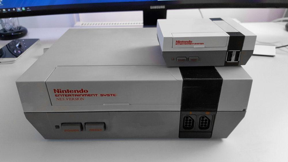 The mini version of the NES is about 40% original size.