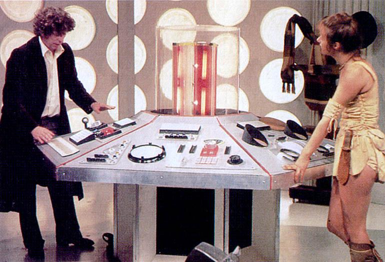 The inside of the TARDIS from the Tom Baker era.