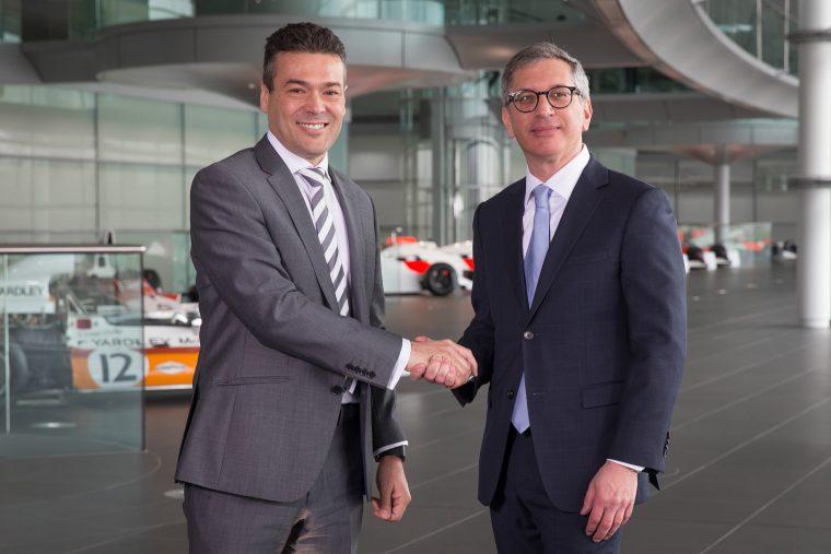 John Cooper, Commercial and Finance Director, McLaren Racing (l) and Ilan Levin, Stratasys CEO (r)