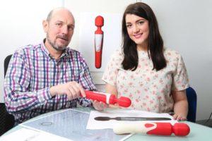 Christina with Paul Jacques from Lovehoney designing a new sex toy – the Sun Wand [Image: The Sun]