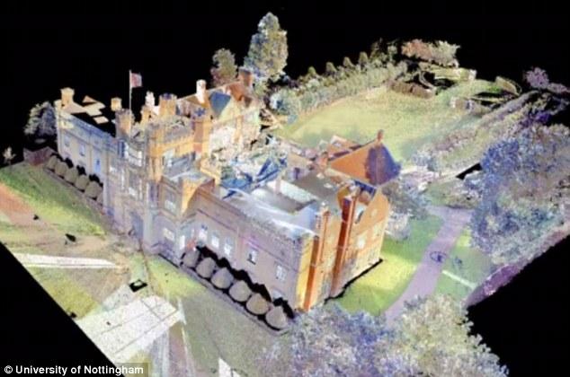At Coughton, the priest-hole is hidden away out of sight and the 3D model will really help visitors to understand where it fits inside the building. Scan pictured [Image: Daily Mail, via University of Nottingham]