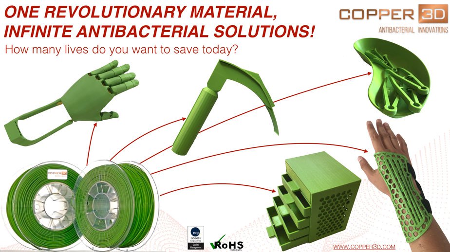 Copper3D Introduces Antibacterial 3D Printing Filament for Medical Devices