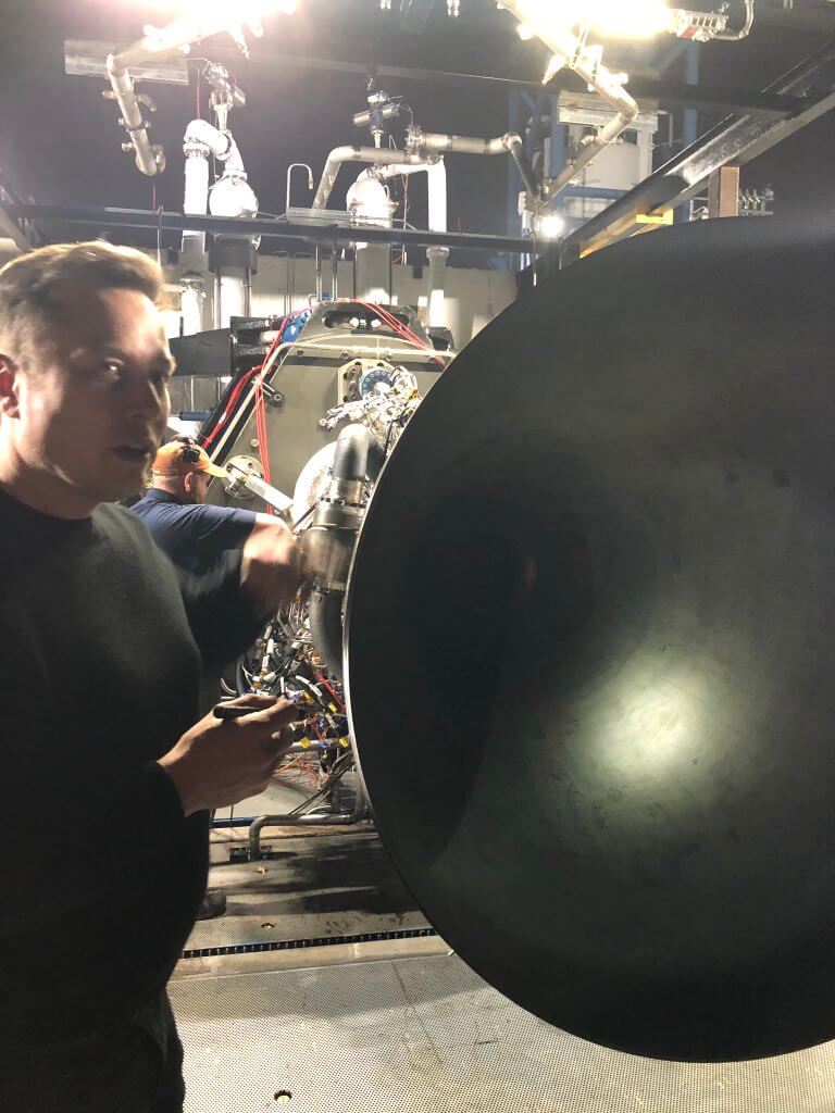 Elon Musk at SpaceX getting ready to fire new Raptor rocket engine. 