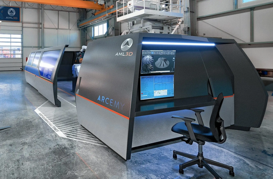 The large-scale ARCEMY WAAM 3D printer from AML3D. 