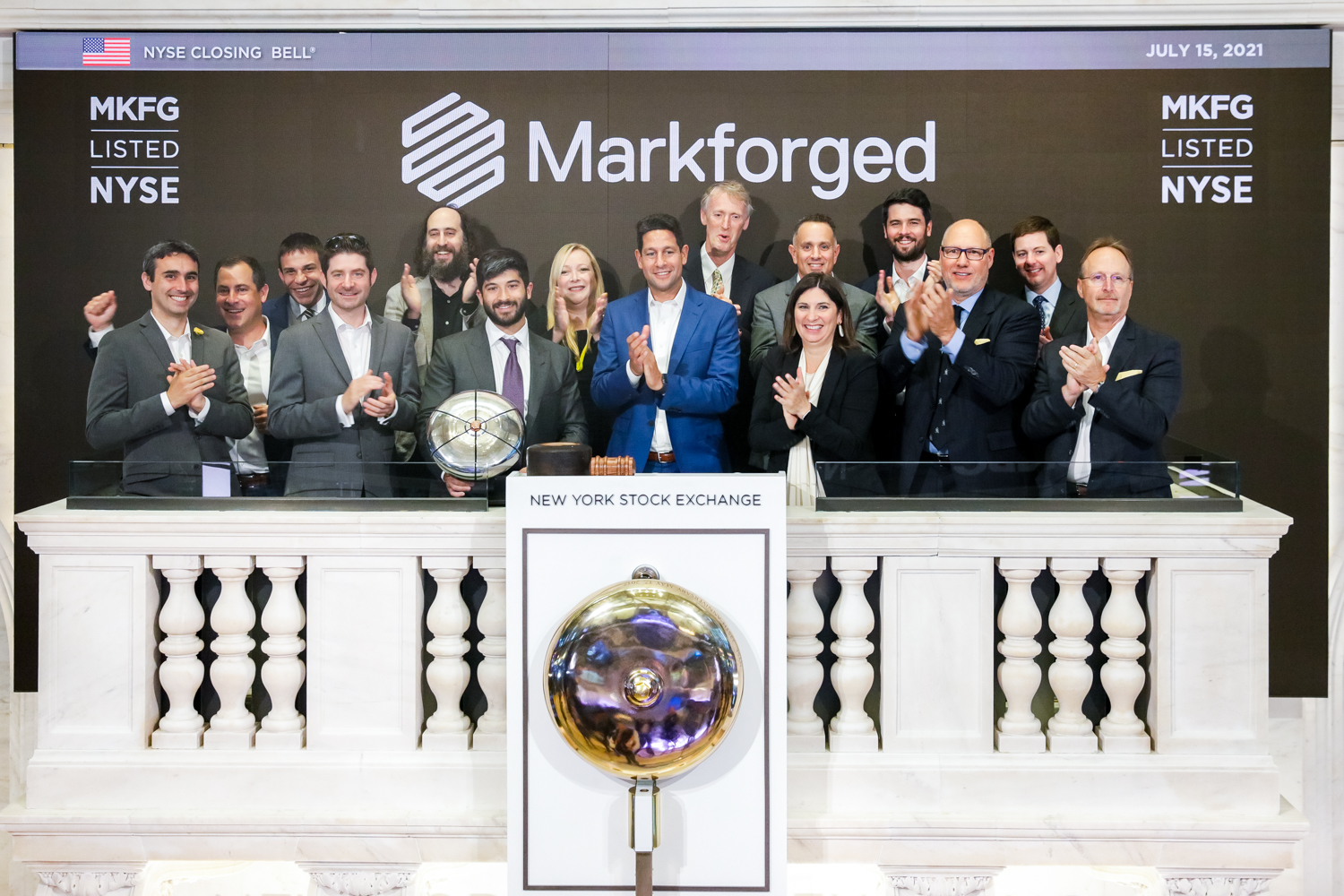 Markforged team at the NYSE as the company goes public.
