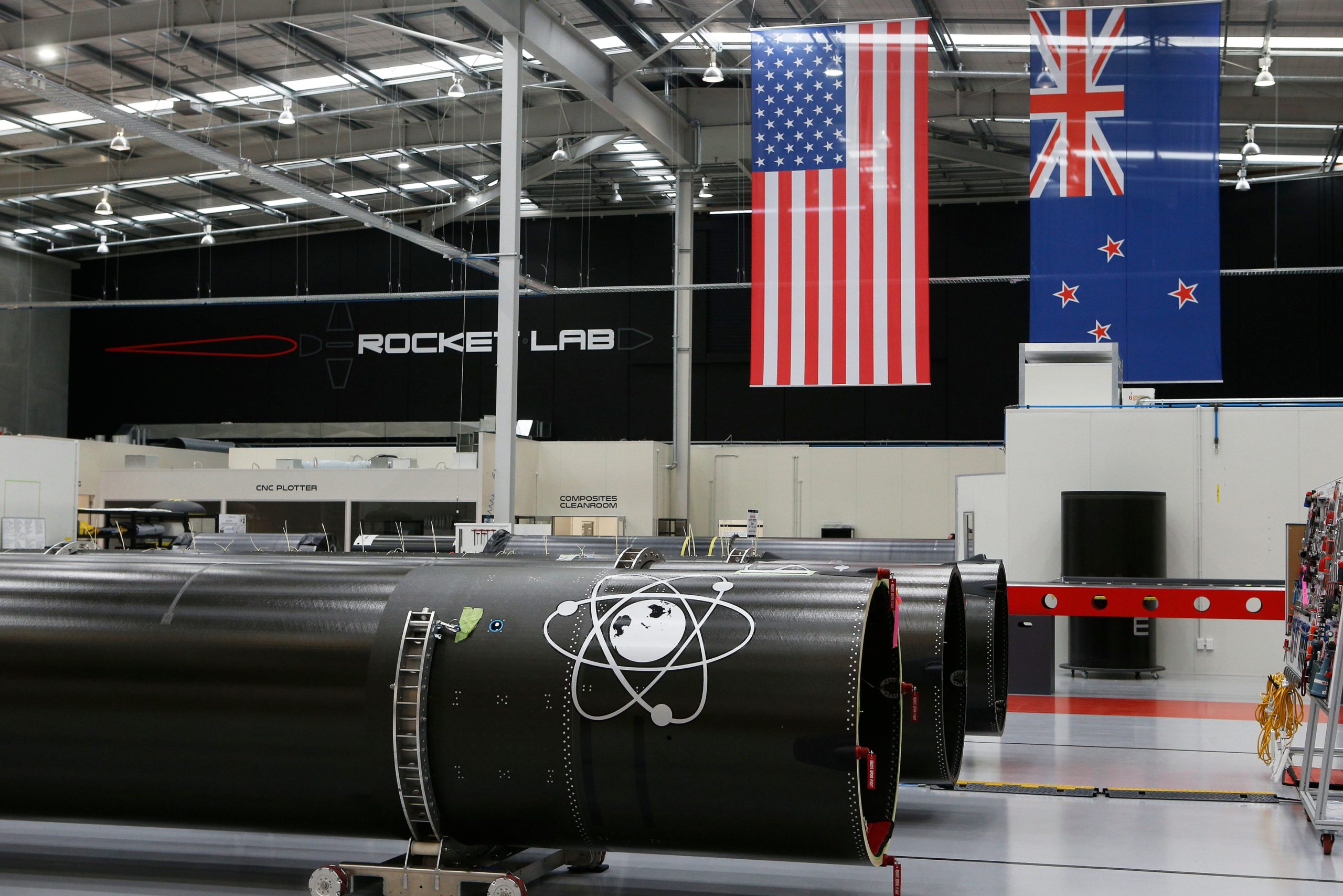 Rocket Lab's rockets at the company's U.S. facility.