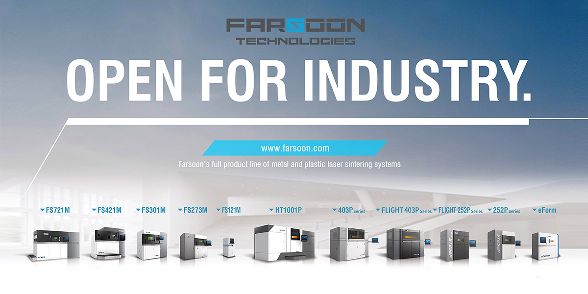 Farsoon’s full product line of metal & plastic laser sintering systems. Image by Farsoon.