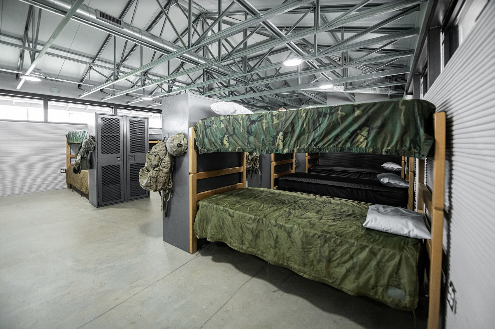 3D printed military barrack interior.