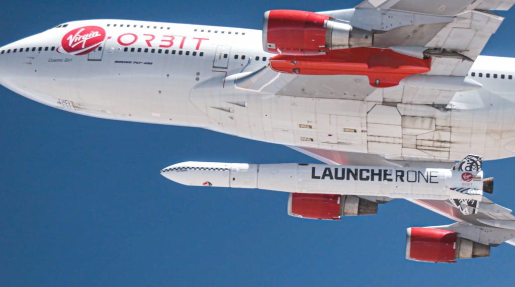 Virgin Orbit's Cosmic Girl releases the LauncherOne rocket mid-air for the first time.