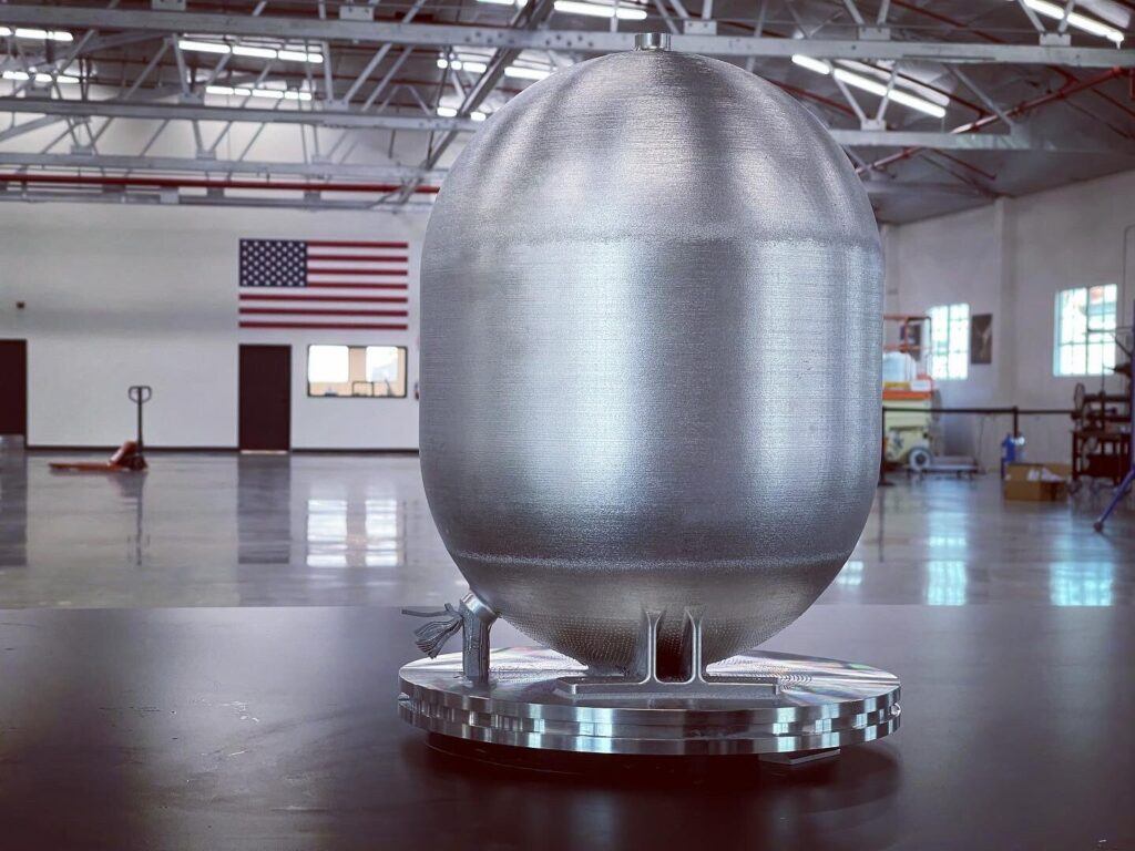 3D printed propellant tank for rocket.