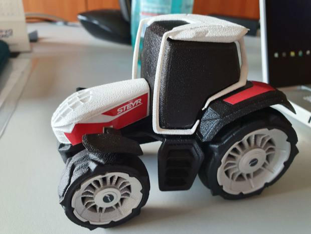 3D printed scale model of a Steyr tractor.