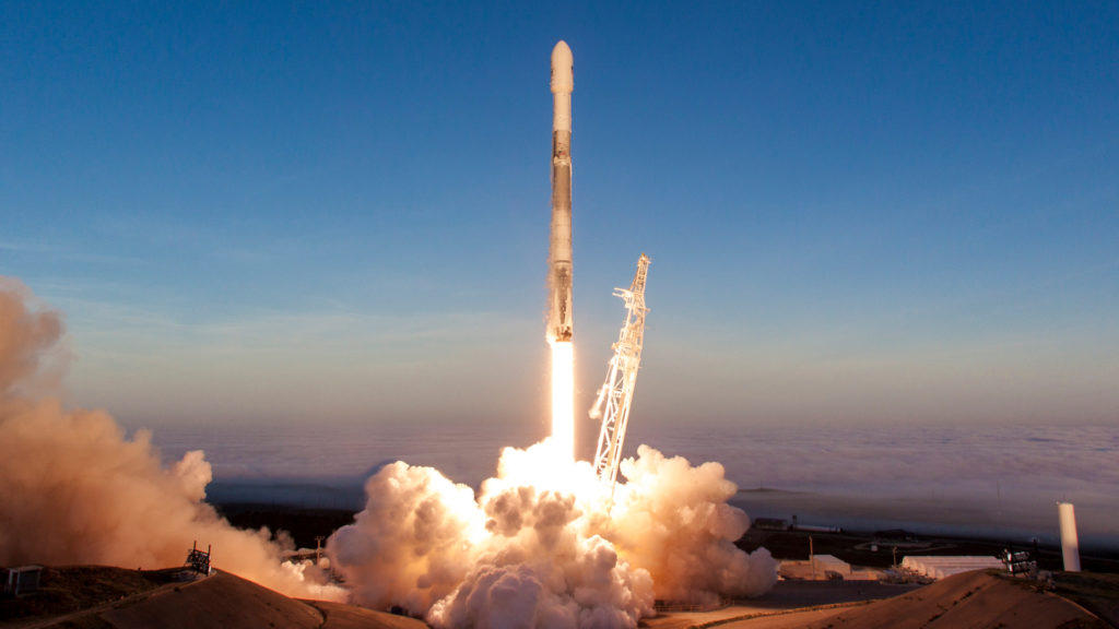 SpaceX's Falcon 9 takes off.