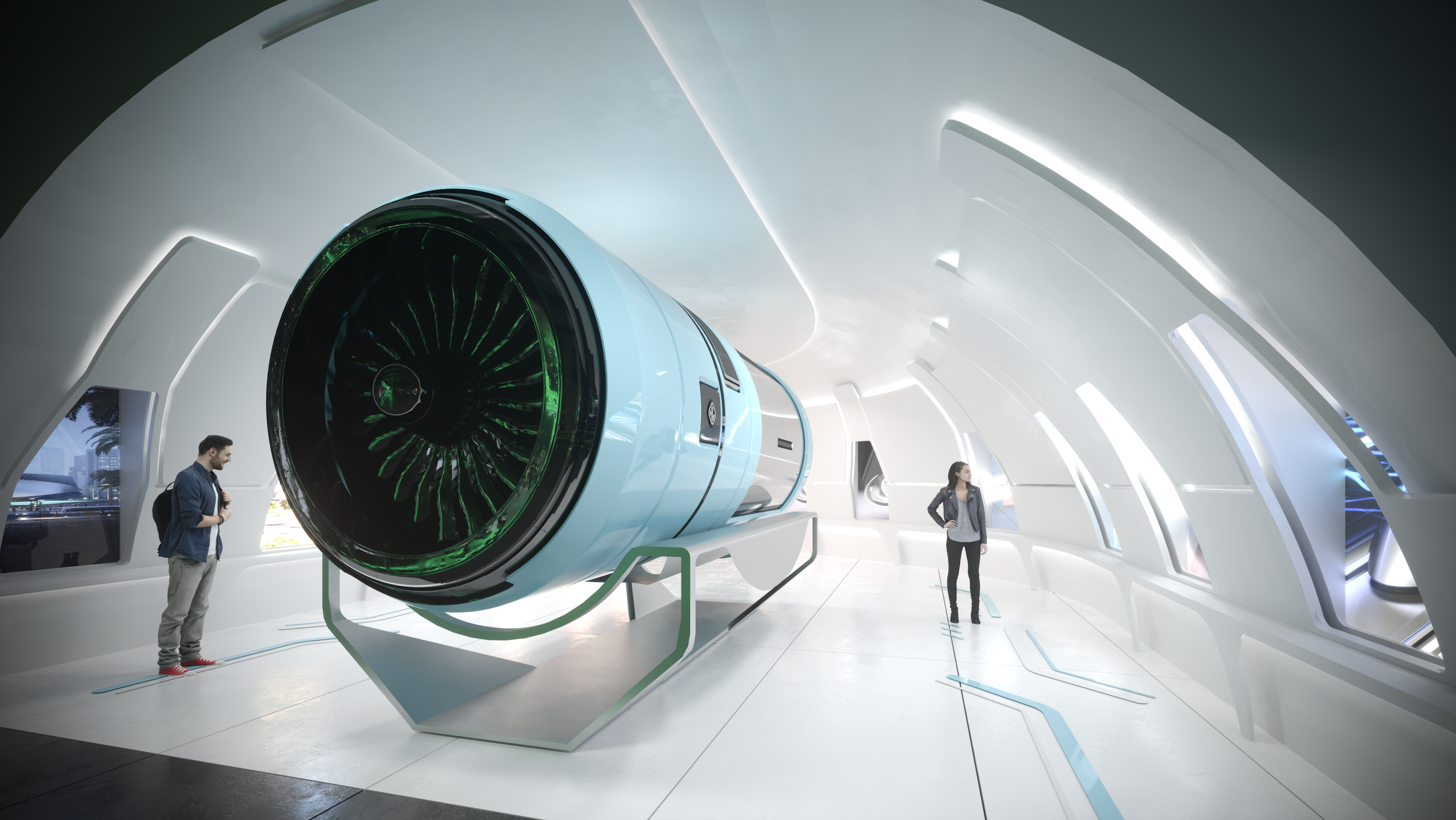Zeleros' hyperloop vehicle on display at Expo Dubai 2020.