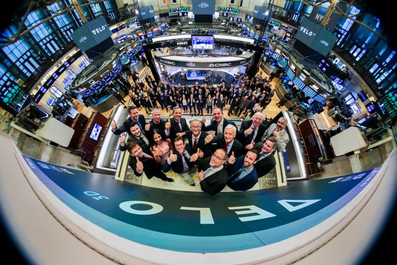 The VELO3D management team during the ringing of the bell at the NYSE on October 7, 2021.