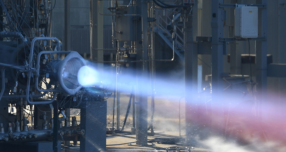 Hot fire test of nozzle 3D printed from NASA-developed superalloy metal.