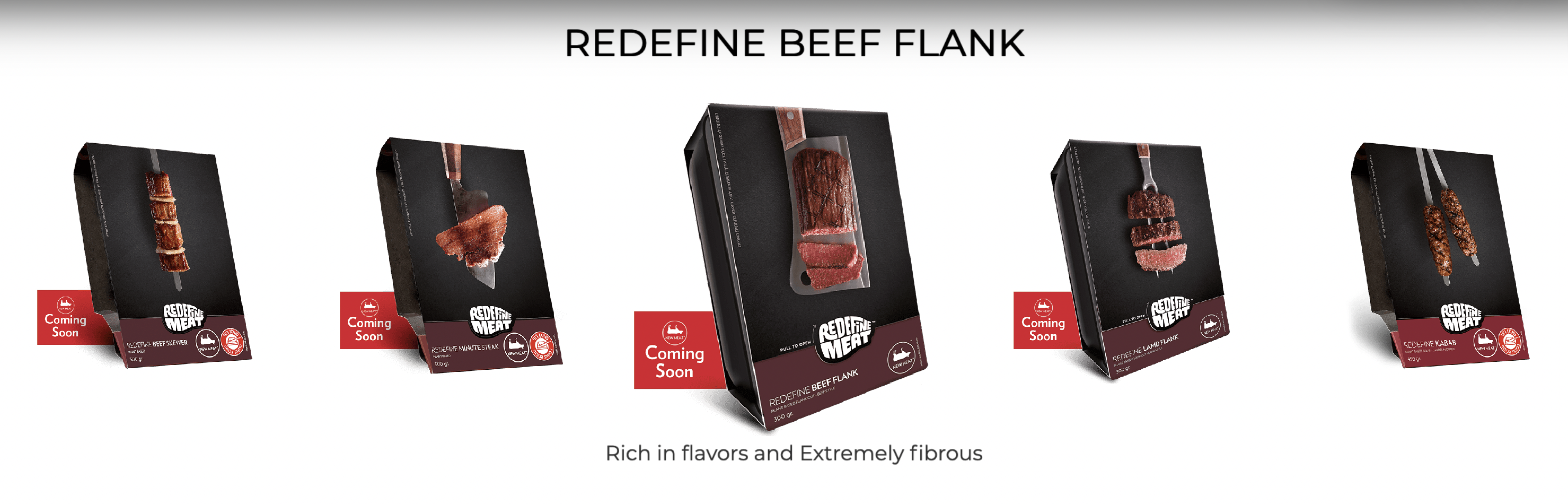 Redefine Meat's line of 3D printed alternative meats.