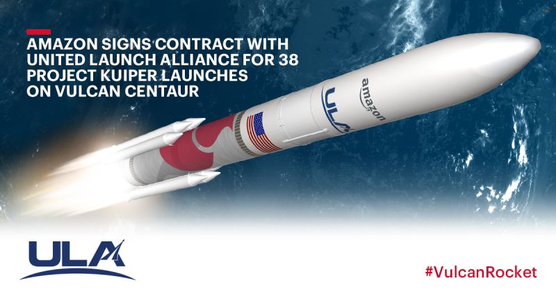 ULA’s Vulcan Rocket chosen to launch majority of Amazon’s Project Kuiper satellite constellation.