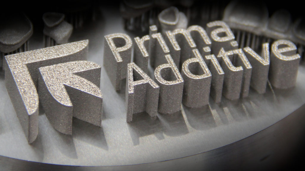 Prima Additive 3D printed logo.