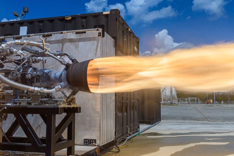 Launcher's E-2 engine during test fire.