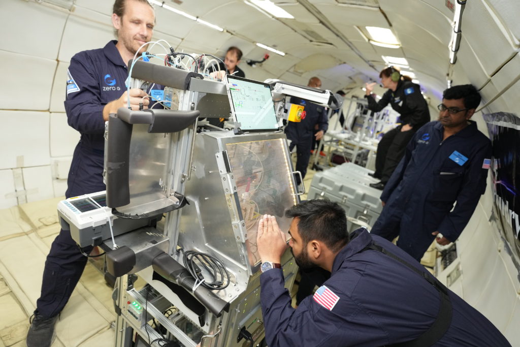 Printing during Zero-G test flight by Space Foundry.