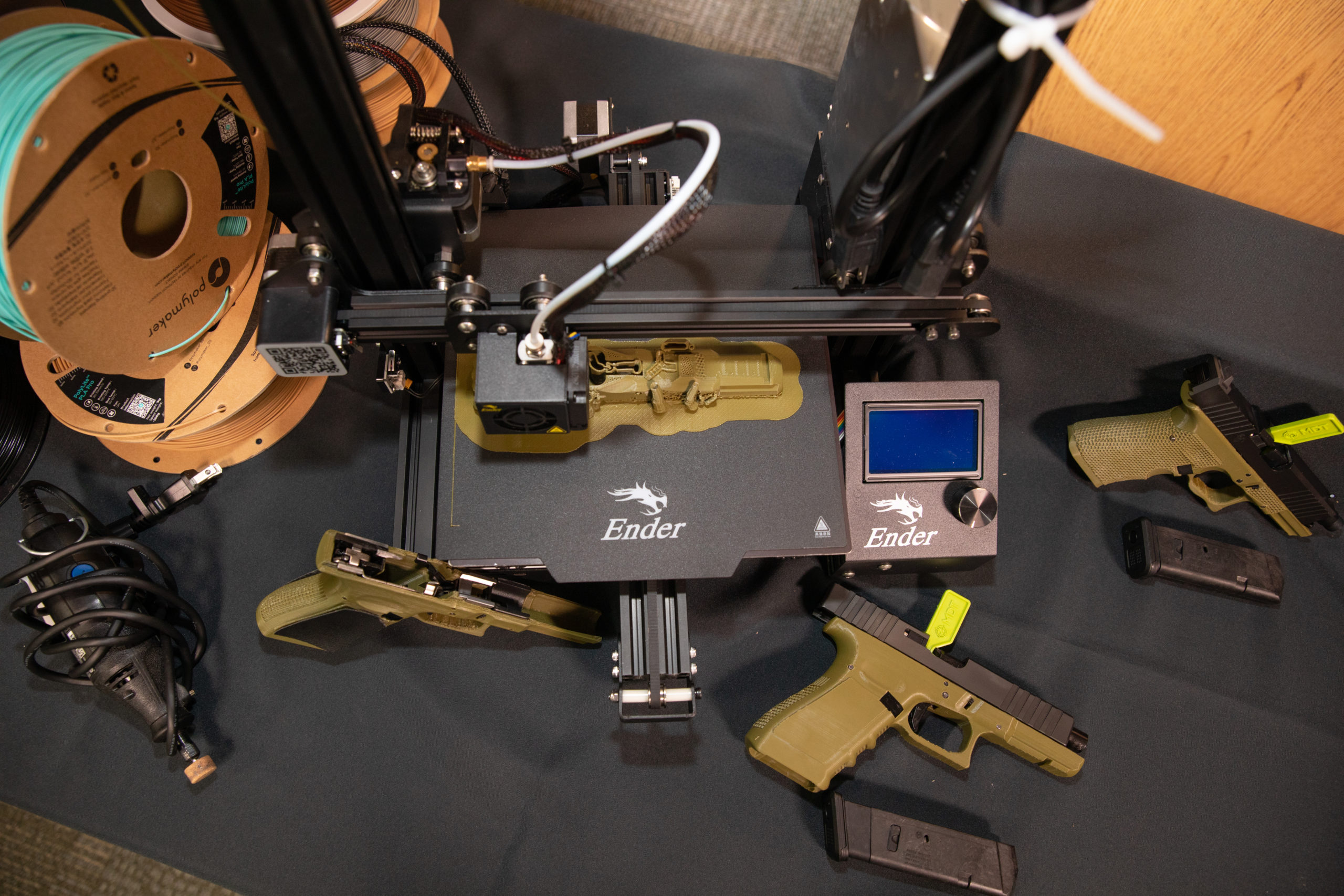 Ender 3D printer found building gun parts.
