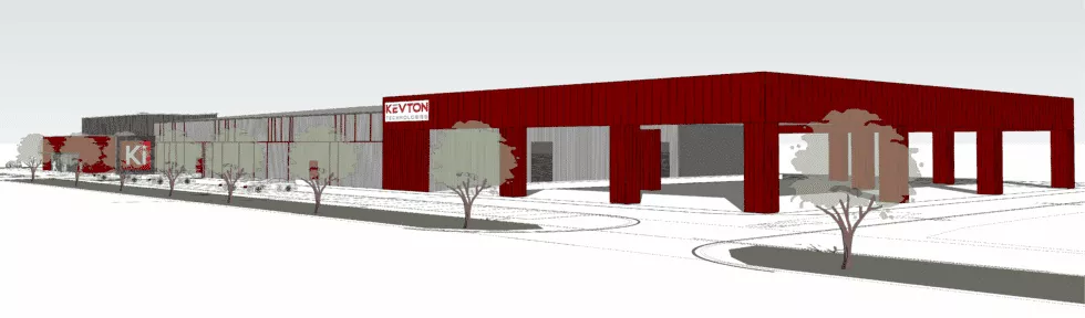 Rendering of the new Kevton Technologies manufacturing facility. 